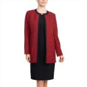 Le Suit Scoop Neck Dress with Crew Neck Jacket (Two Piece Set)Size 6